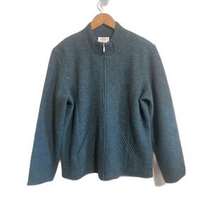 Vintage Talbots green 100% wool zip up jacket Large